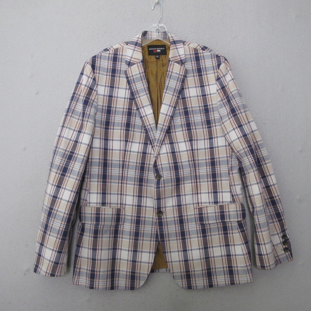 Banana Republic Blazer‎ Mad Men Derby Sports Coat 44R Plaid Academia Preppy